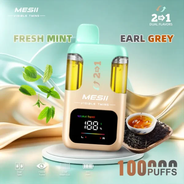Mesii 100K Puffs Vaper Desechable Diseño Visible Twins 2 Sabores