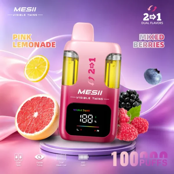 Mesii 100K Puffs Vaper Desechable Diseño Visible Twins 2 Sabores