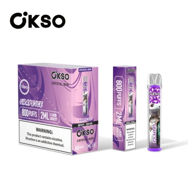 OKSO 800 Puffs Crystal Bar Vape Desechable Barato Venta Al Por Mayor Con 2ml E Liquid