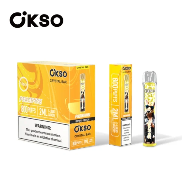 OKSO 800 Puffs Crystal Bar Vape Desechable Barato Venta Al Por Mayor Con 2ml E Liquid