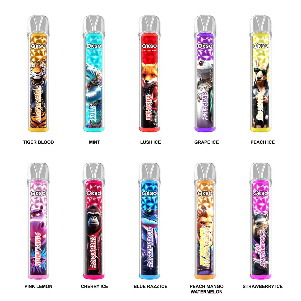 OKSO 800 Puffs Crystal Bar Vape Desechable Barato Venta Al Por Mayor Con 2ml E Liquid