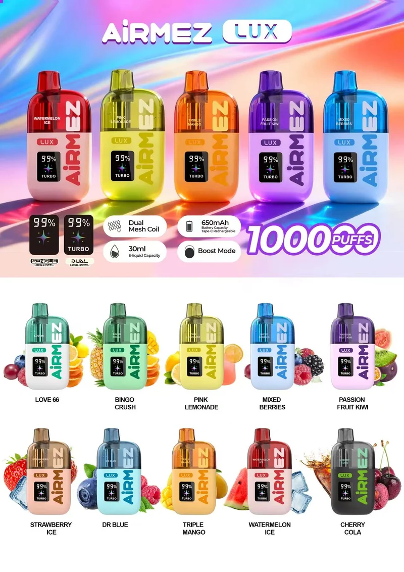 Airmez Lux 100K Caladas Crystal Vaper Desechable Almacén UE Entrega En 3-7 Días