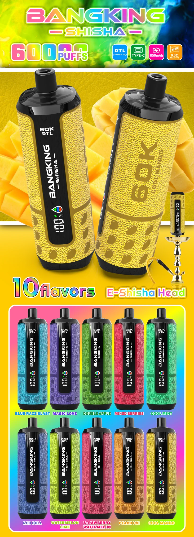 Bang King 60000 Caladas 60k Puffs Shisha