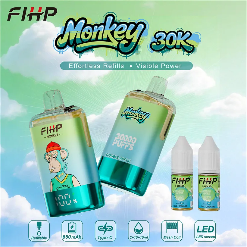 FIHP 30k Caladas 30000 Puff Monkey Refillable E Liquid Comprar Vape Cigarrillo Electrónico Desechable Almacén Europa 8 FIHP 30k Caladas 30000 Puff Monkey Refillable E Liquid