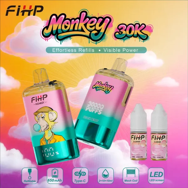 FIHP 30k Caladas 30000 Puff Monkey Refillable E Liquid Comprar Vape Cigarrillo Electrónico Desechable Almacén Europa 13 FIHP 30k Caladas 30000 Puff Monkey Refillable E Liquid