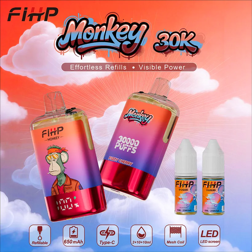 FIHP 30k Caladas 30000 Puff Monkey Refillable E Liquid Comprar Vape Cigarrillo Electrónico Desechable Almacén Europa 5 FIHP 30k Caladas 30000 Puff Monkey Refillable E Liquid
