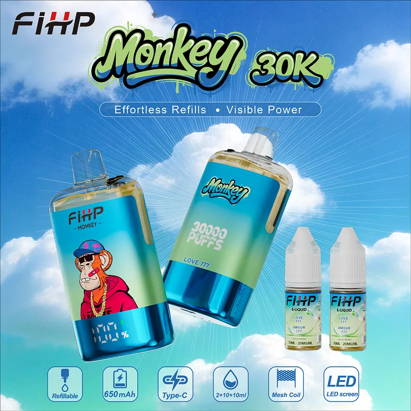 FIHP 30k Caladas 30000 Puff Monkey Refillable E Liquid Comprar Vape Cigarrillo Electrónico Desechable Almacén Europa 3 FIHP 30k Caladas 30000 Puff Monkey Refillable E Liquid