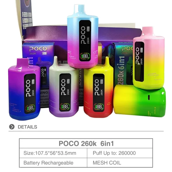 POCO 260K Caladas Puff 6 in 1 Comprar Vape Cigarrillo Electrónico Desechable almacén Europa 12 POCO 260K Caladas Puff 6 in 1 Comprar Vape