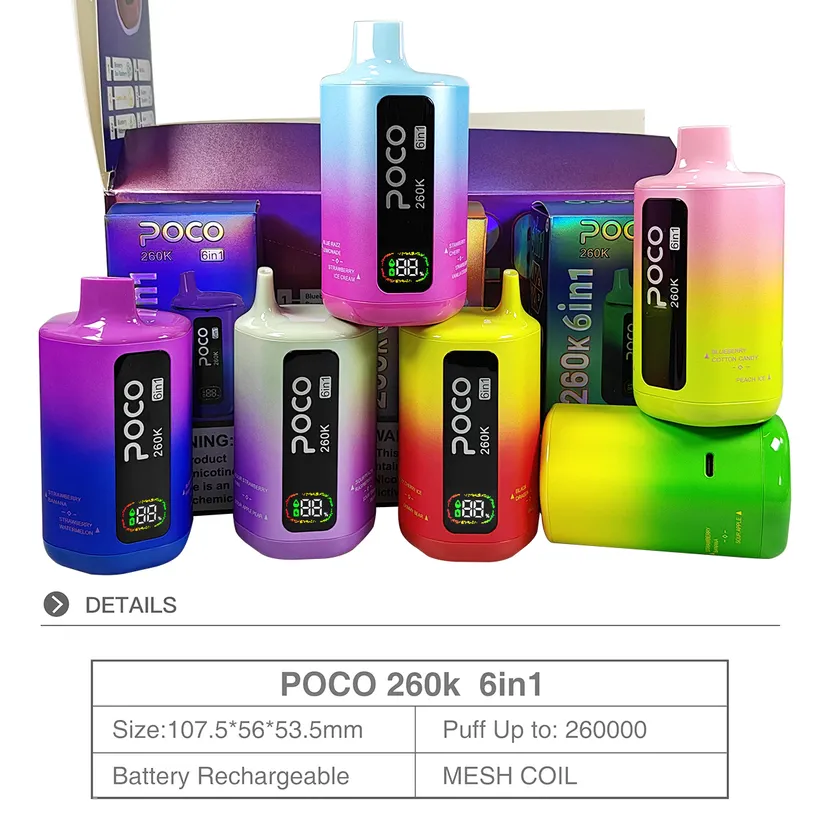 POCO 260K Caladas Puff 6 in 1 Comprar Vape Cigarrillo Electrónico Desechable almacén Europa 5 POCO 260K Caladas Puff 6 in 1 Comprar Vape