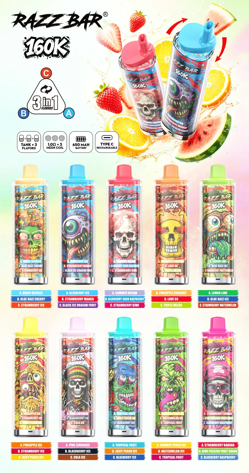 Razz Bar 160K Puffs 3 in 1 Buy Disposable Vape