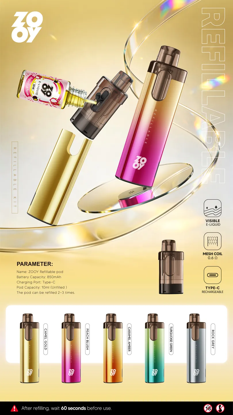ZOOY Refillable Pod Empty Recargable Depósito de líquido visible Venta al por mayor Fábrica original Venta al por mayor en línea 17 ZOOY Refillable Pod